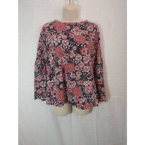 DG2 by Diane Gilman Women's Size Small Black/Maroon Floral Blouse - Picture 1 of 6